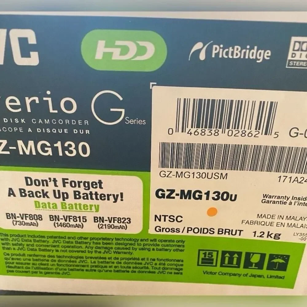 JVC Everio GZ-MG130U 30GB HDD Camcorder 34x Zoom SD Card Slot Silver Remote READ